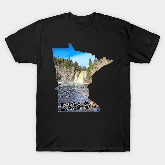 Minnesota State Outline (Tettegouche State Park High Falls) T-Shirt by gorff